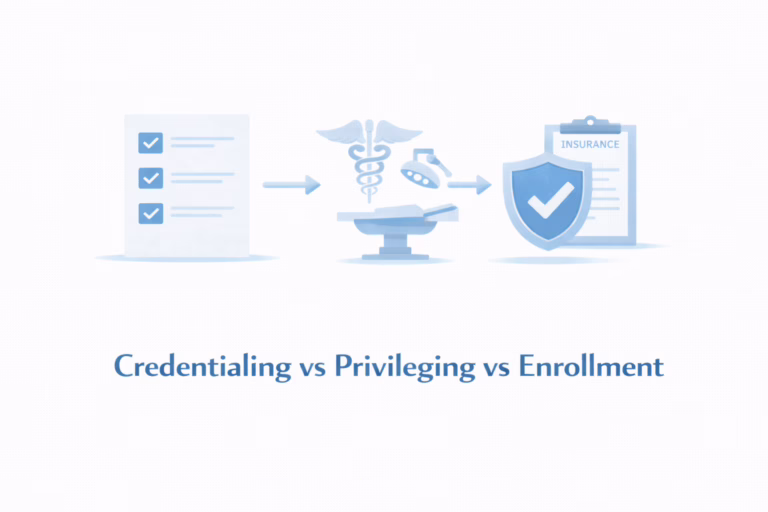 credentialing vs privileging vs enrollment