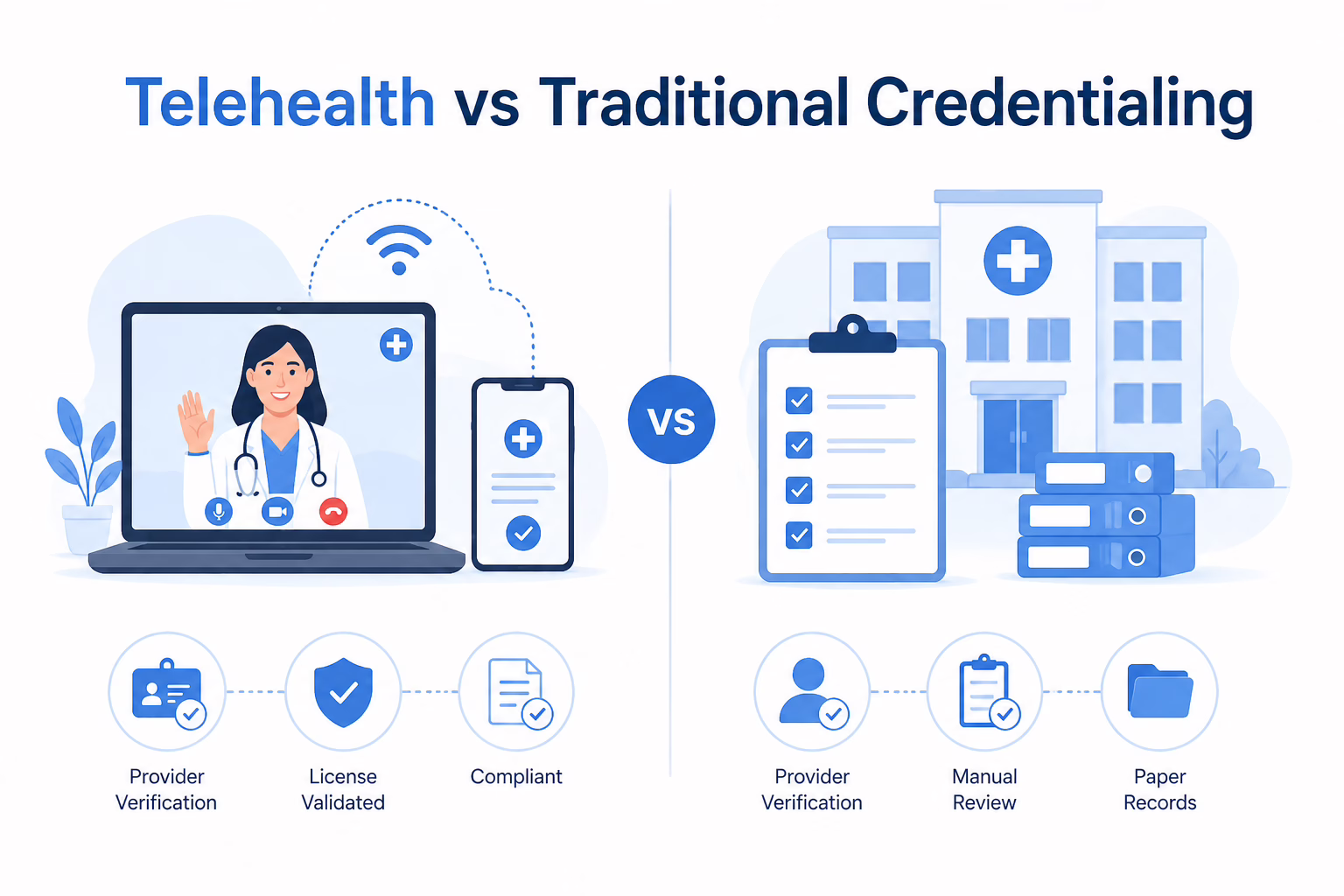 Telehealth vs Traditional Credentialing Guide